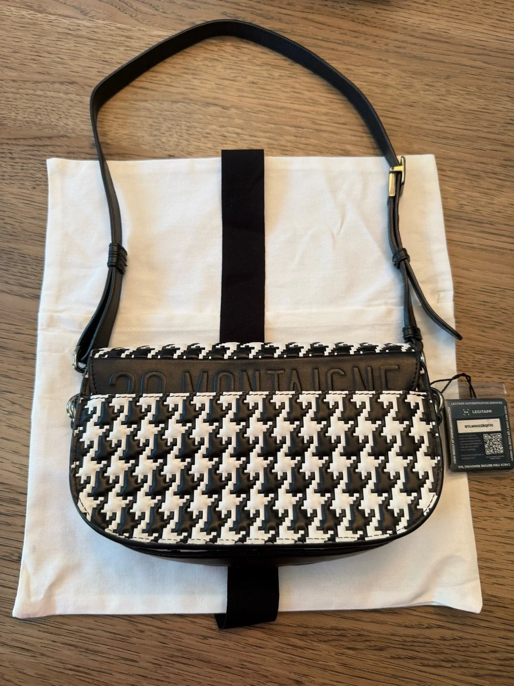 Dior Limited Edition Black and White Houndstooth Bobby East-West Shoulder Bag